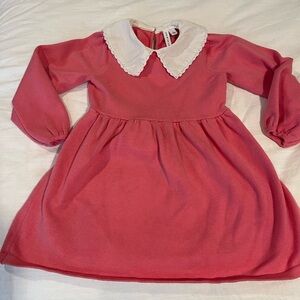 Janie and Jack Pink sweater Dress with White Collar